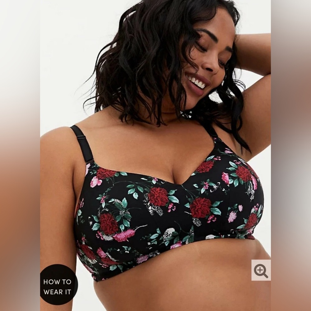 Torrid Black Floral Bra